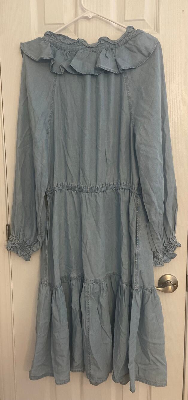 RALPH LAUREN Women's Blue Tie Blouson Sleeve Split Blouson Dress, A66